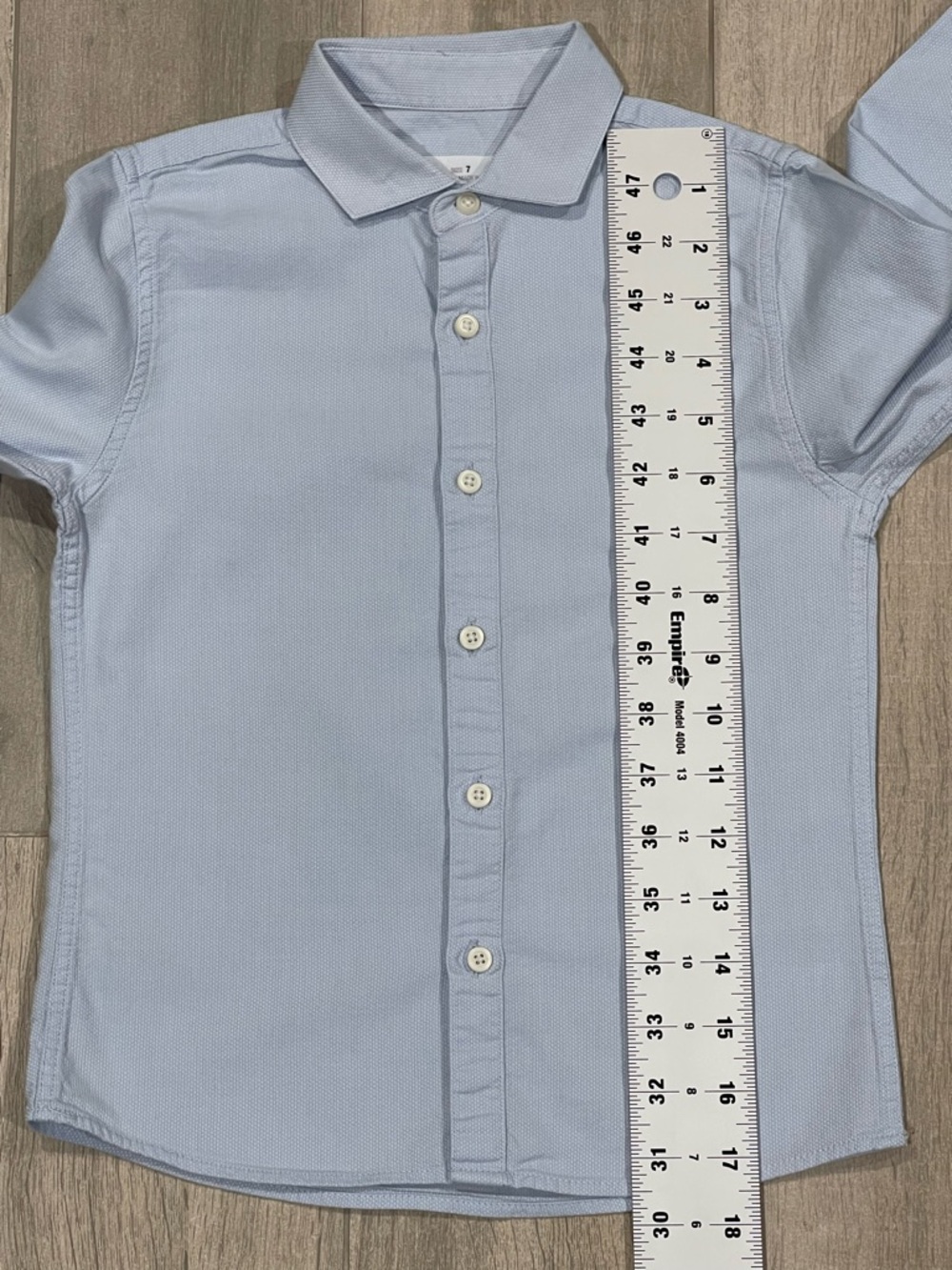 ZARA Boys Slim Fit Dress Shirt Size 7 (122 cm) Light Blue Button Down - Picture 4 of 9